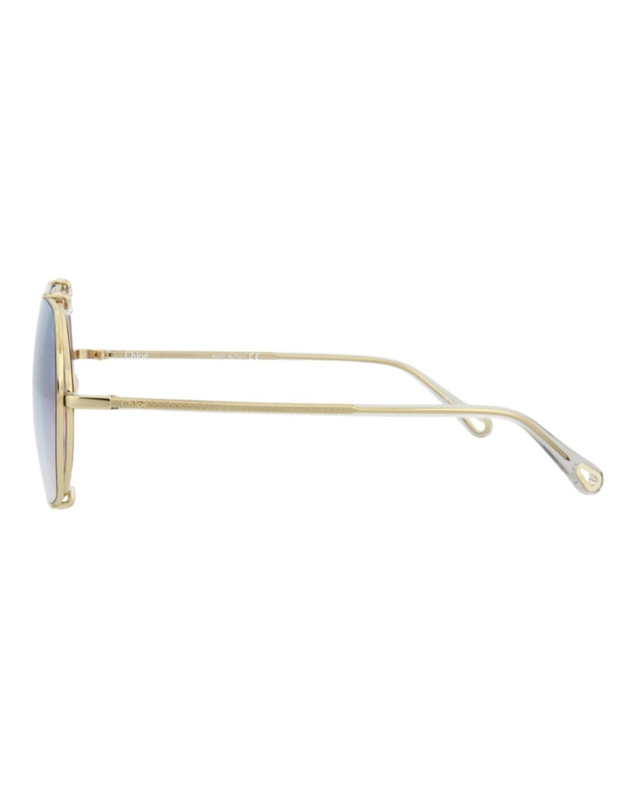 Chloé Square-Frame Metal Sunglasses
