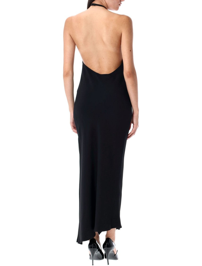 The Attico Form-Fitting Black Halter Neck Maxi Dress