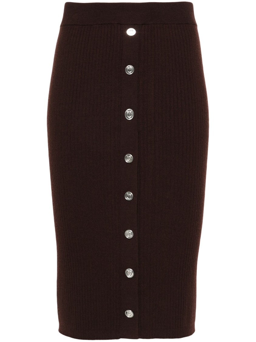 Pinko Ribbed-Knit Midi Skirt
