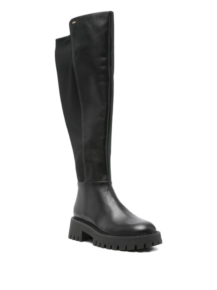 Michael Kors Black Ankle Boots With Textured Back Panel