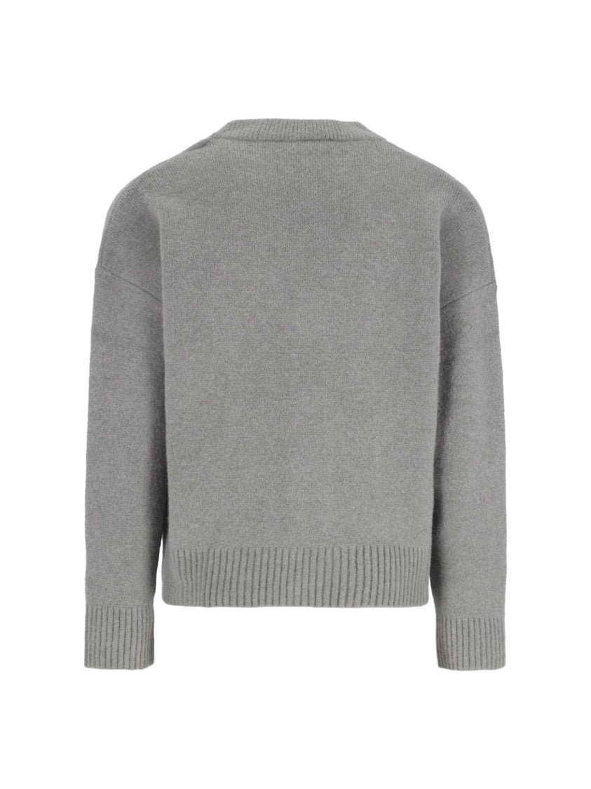Ami Classic Soft Knit Cardigan With Round Neckline