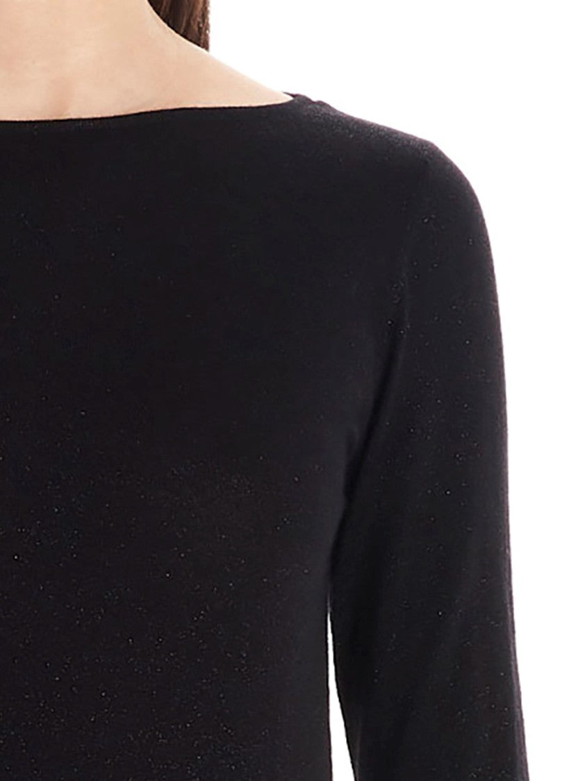 Brunello Cucinelli Fitted Lurex Cashmere Sweater With Classic Round Neckline