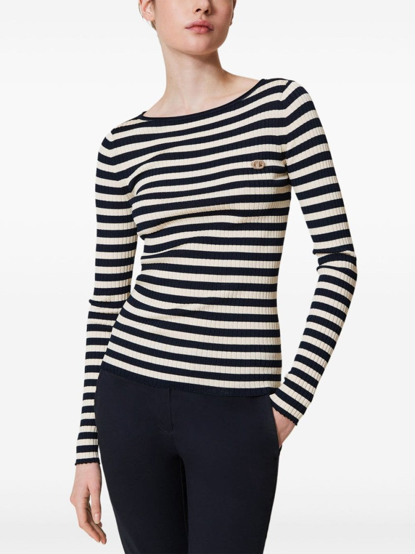 Twin-Set White And Navy Sweaters