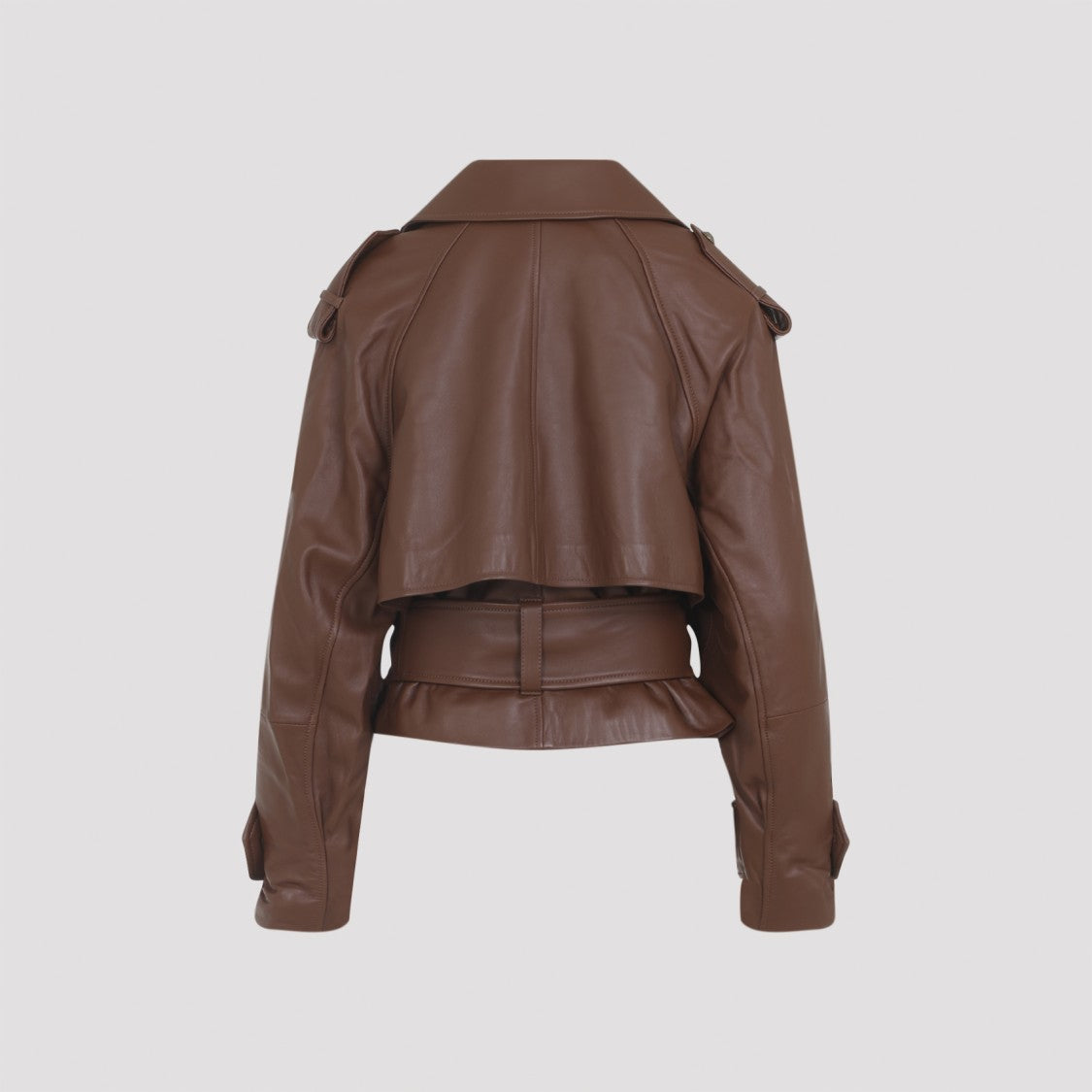 Zimmermann Tan Brown Leather Hypnotic Leather Crop Trench