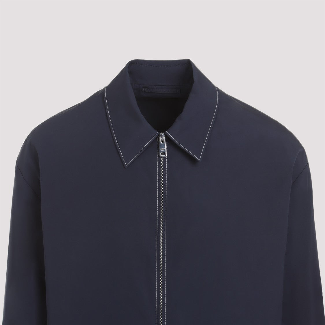 Prada Blue Cotton Jacket With Classic Collar