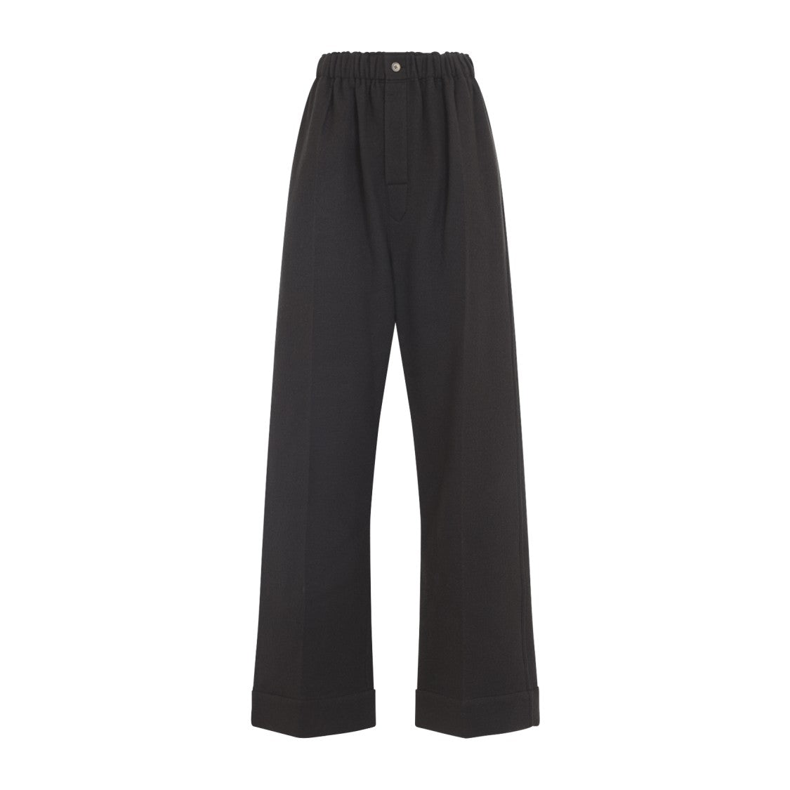 Carven Wide-Leg Wool Trousers With Elastic Waistband And Buttoned Details