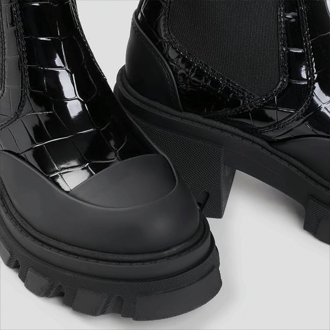 Ganni Chunky Platform Boots With Croc-Embossed Leather And Lug Sole