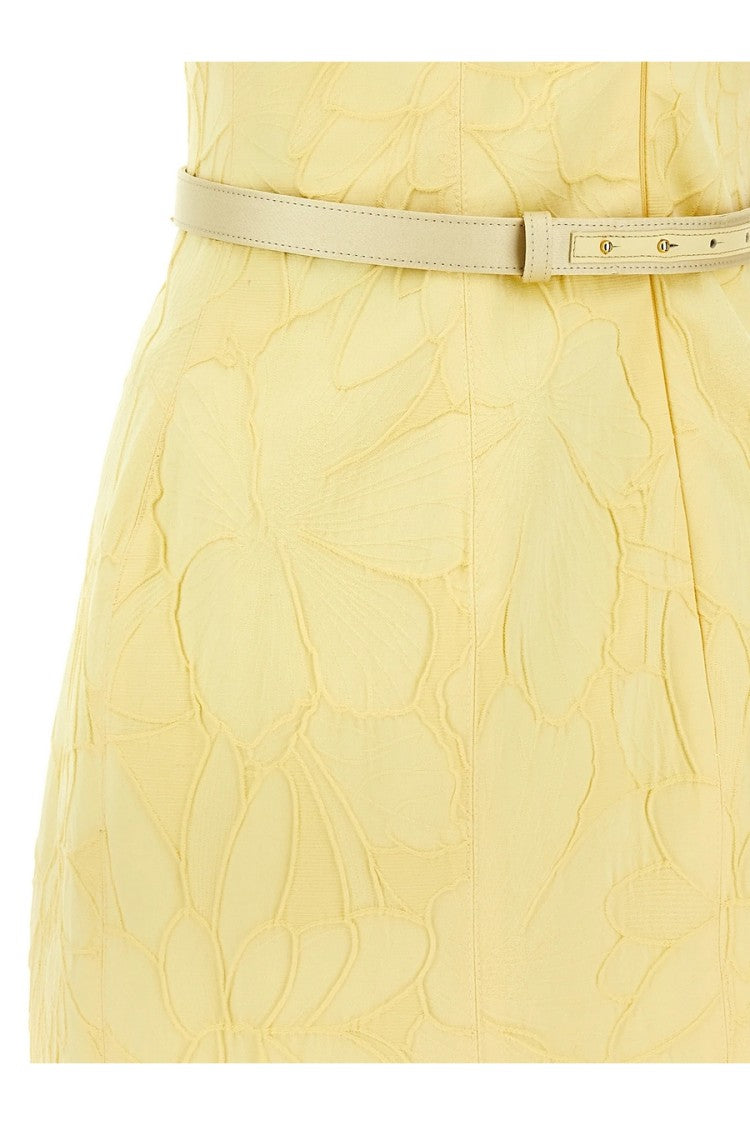Elisabetta Franchi Mini Dress With Floral Embossing