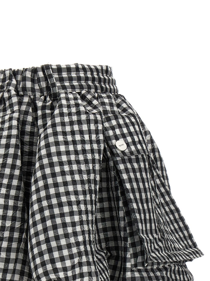 Ganni Crinkled Check Mini Bubble' Skirt