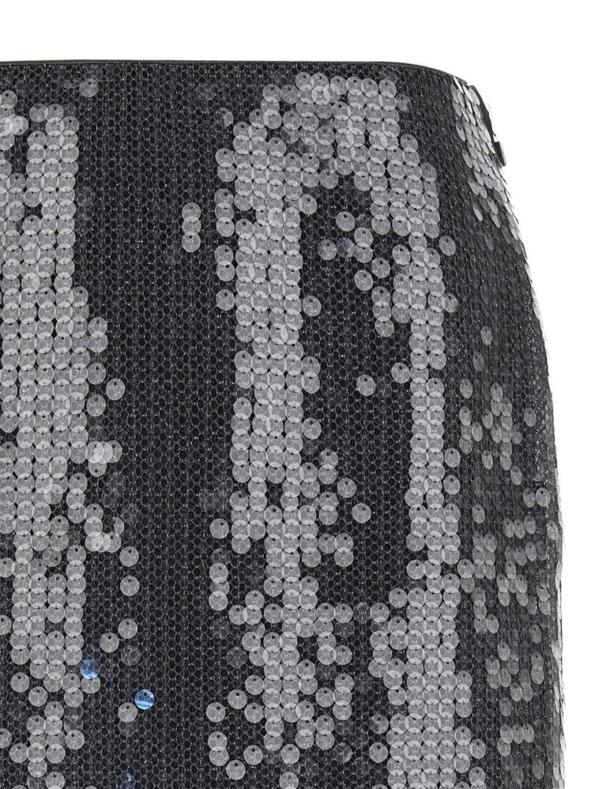 Rotate Fitted Grey Skirt With Shimmering Sequin Design