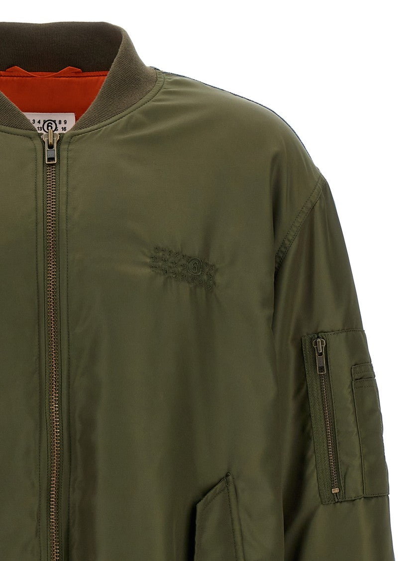 Mm6 By Maison Margiela Bimaterial Bomber Jacket With Numeric Signature