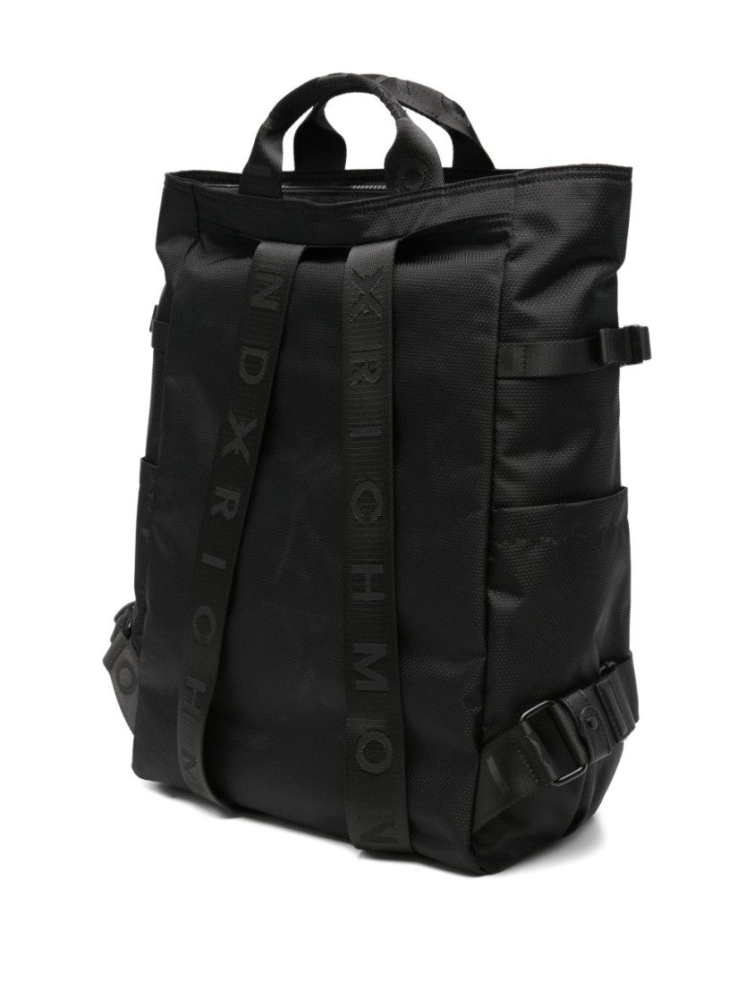 John Richmond Structured Nylon Bucket Bag With Adjustable Straps