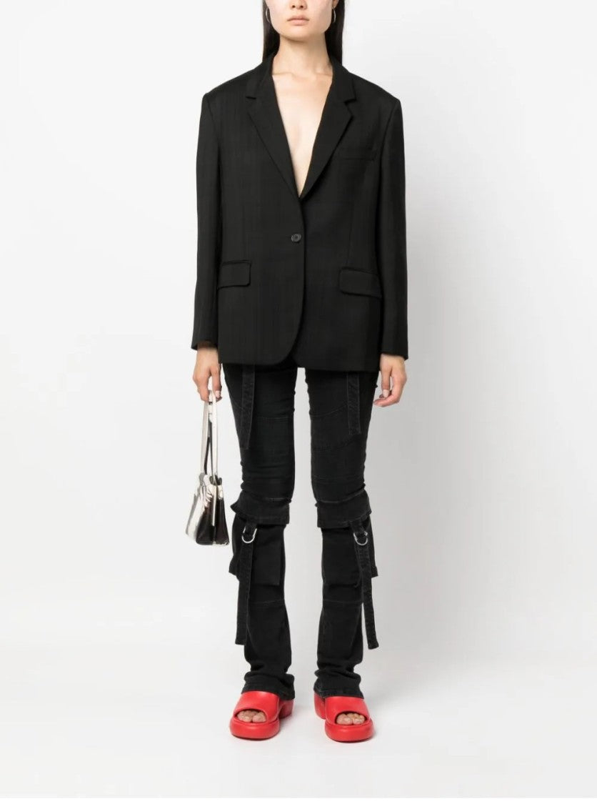 Msgm Tailored Black Jacket With Notched Lapels