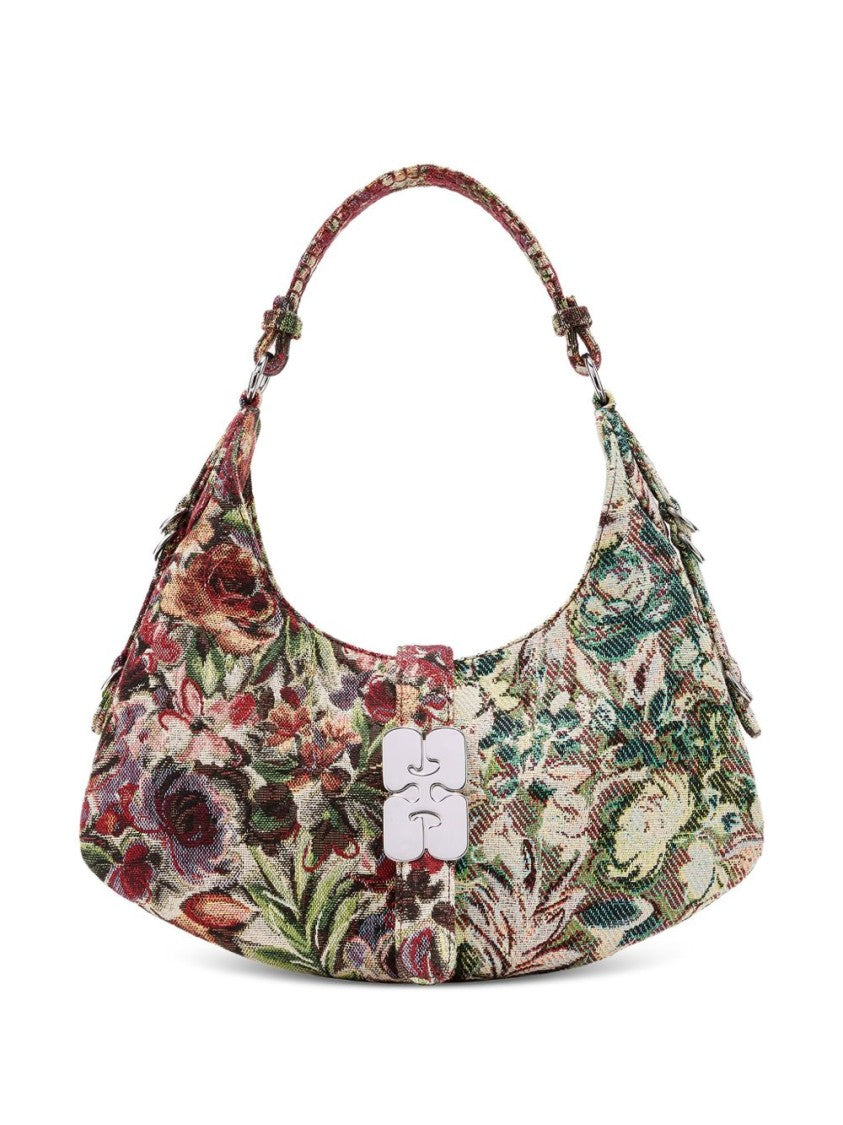 Ganni Shoulder Bag With Floral Tapestry Design