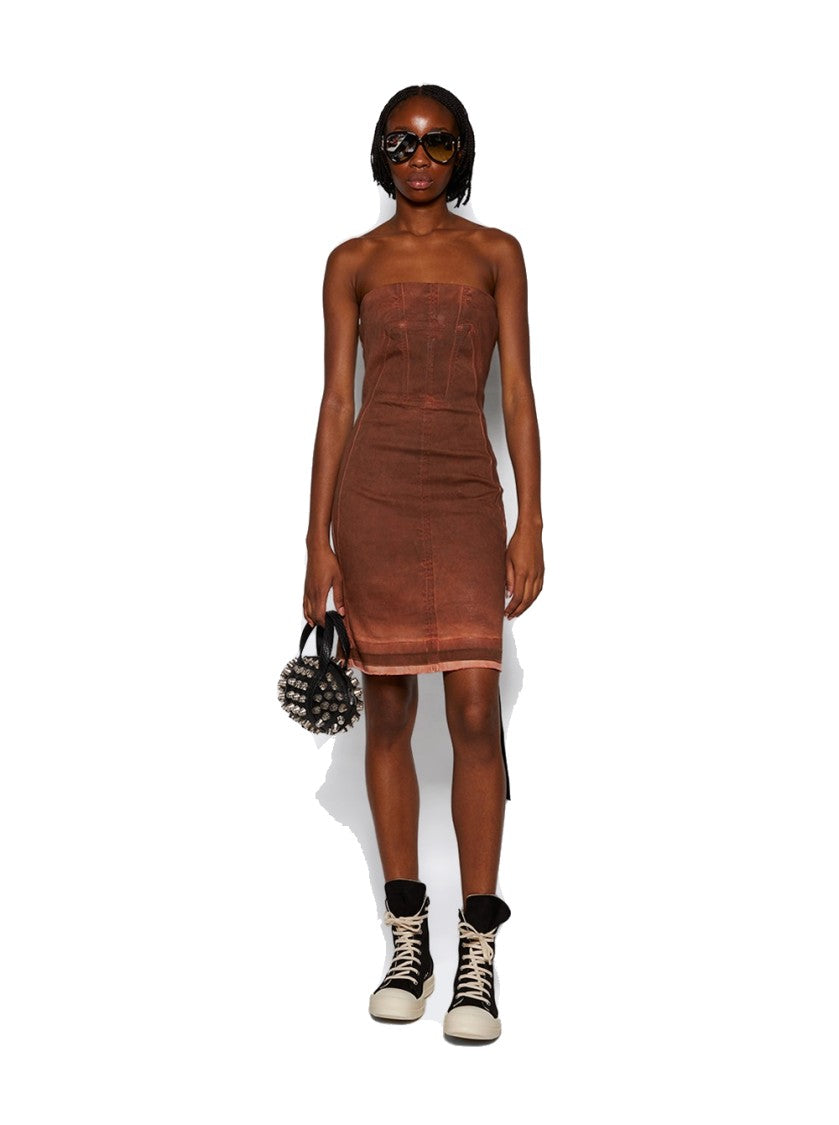 Drkshdw By Rick Owens Splintered Stretch Denim Bustier Dress