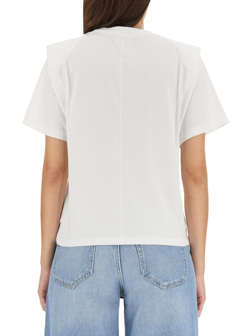 Isabel Marant Short-Sleeve Cotton T-Shirt With Straight Rim Design