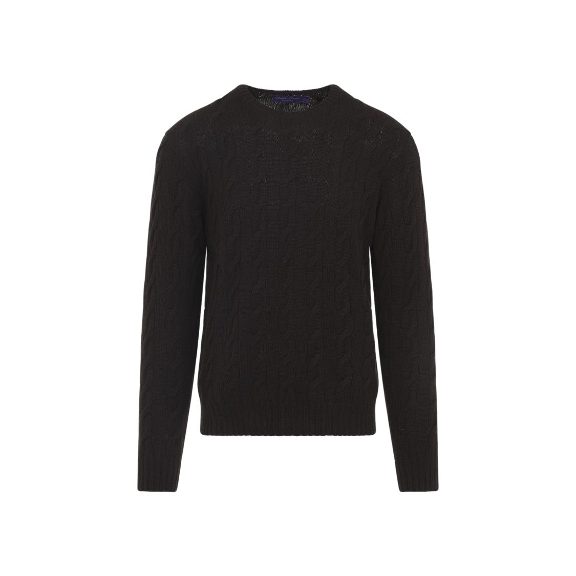 Ralph Lauren X Purple Label Cable Knit Cashmere Pullover With Crew Neck And Ribbed Edges