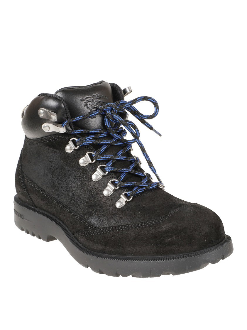 Burberry Suede Ankle Boots With Leather Padded Collar