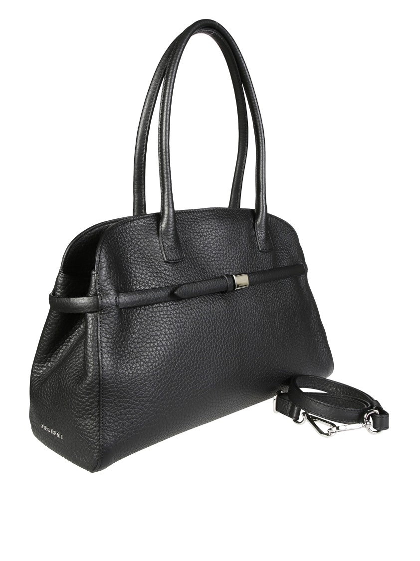 Orciani Textured Leather Handbag With Detachable Strap