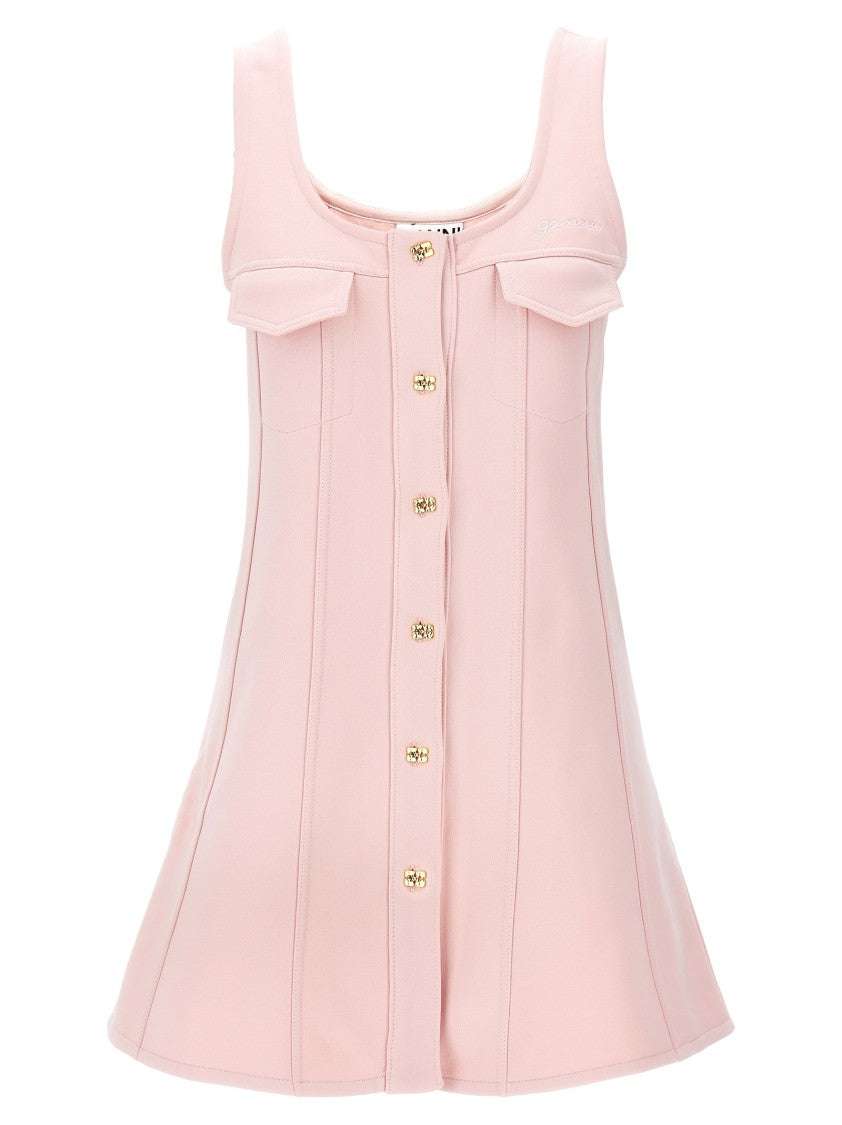Ganni Relaxed Fit Fleece Cotton Mini Dress