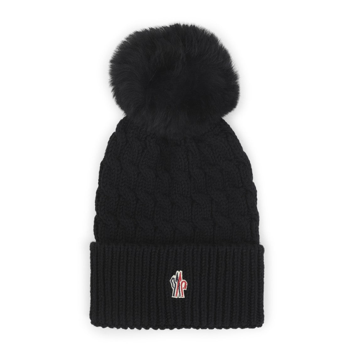 Moncler Grenoble Knitted Virgin Wool Hat With Pompon And Logo Detail