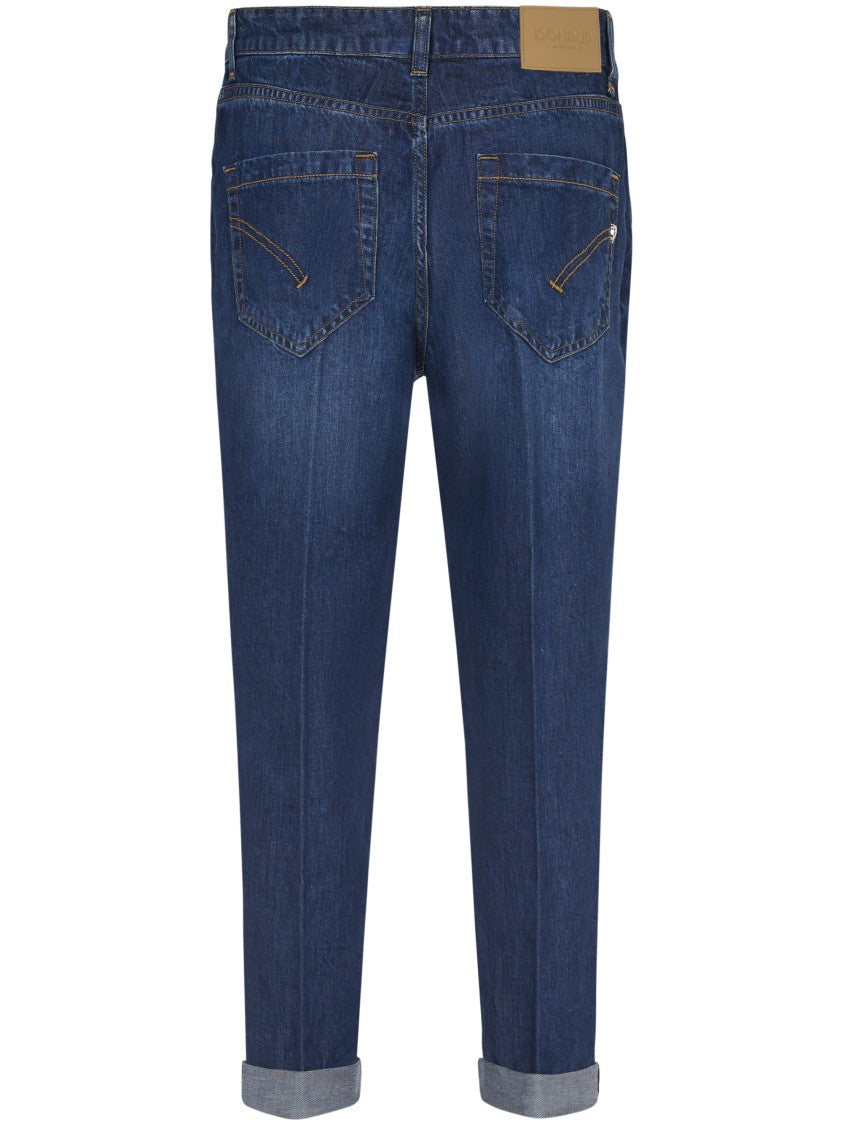 Dondup High-Waisted Denim Trousers With Rolled Cuffs