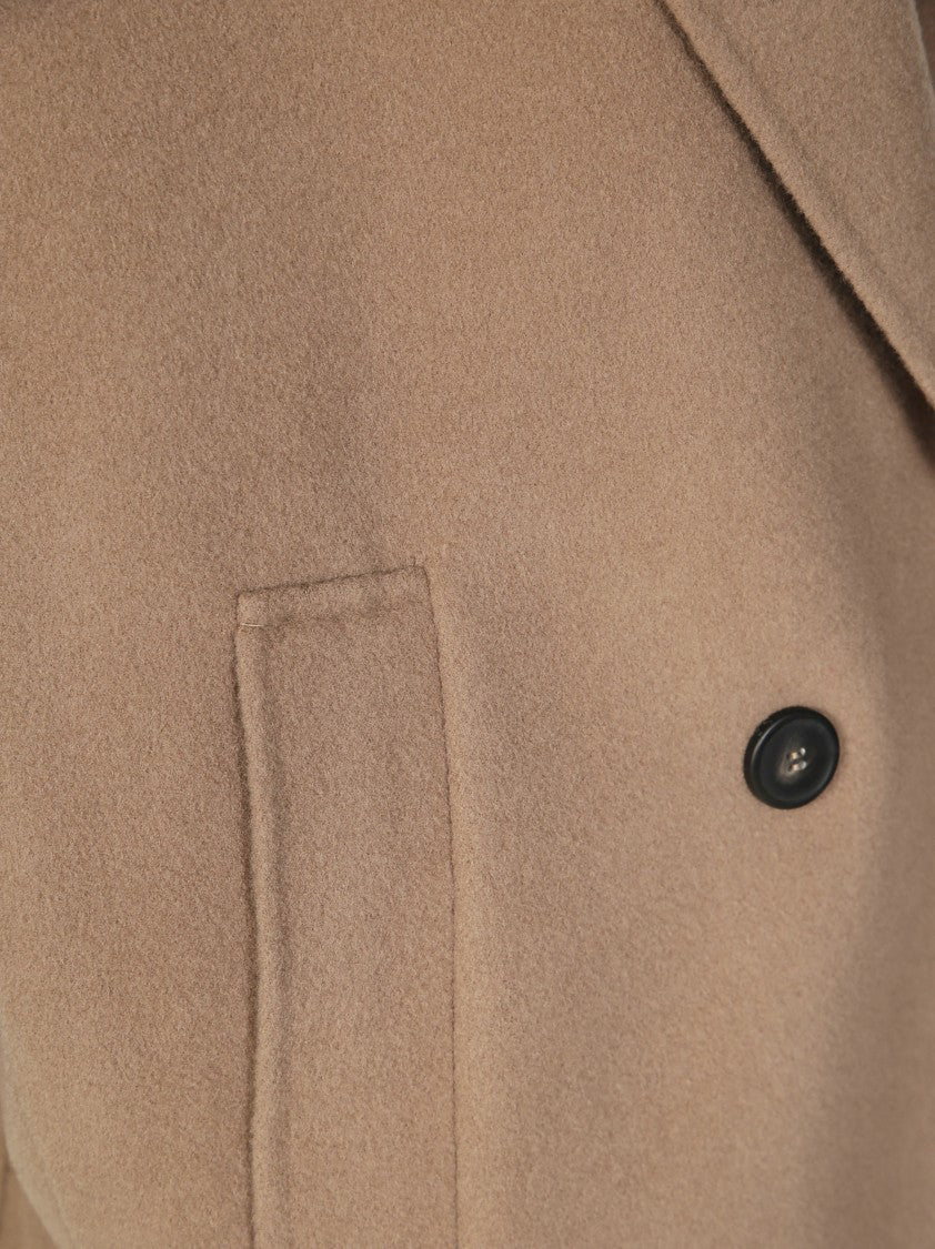 Max Mara Cropped Beige Caban Jacket With Double-Breasted Front
