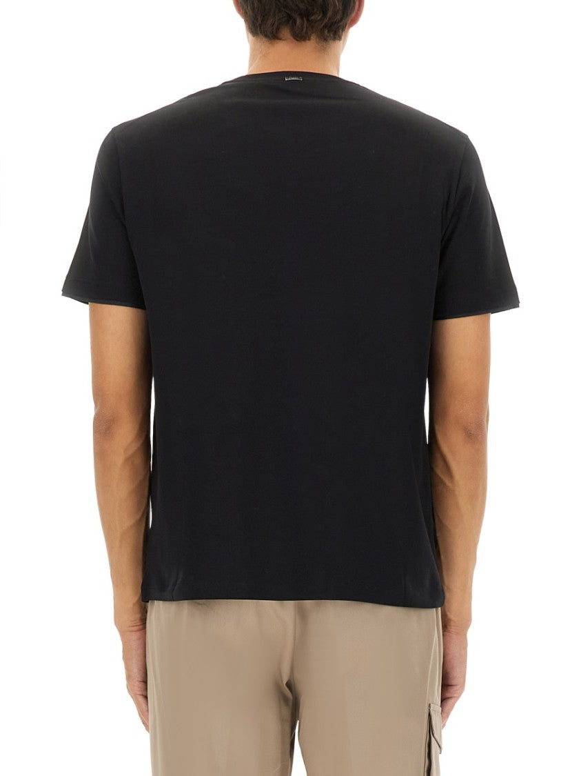 Herno Classic Black Crew Neck T-Shirt In Cotton