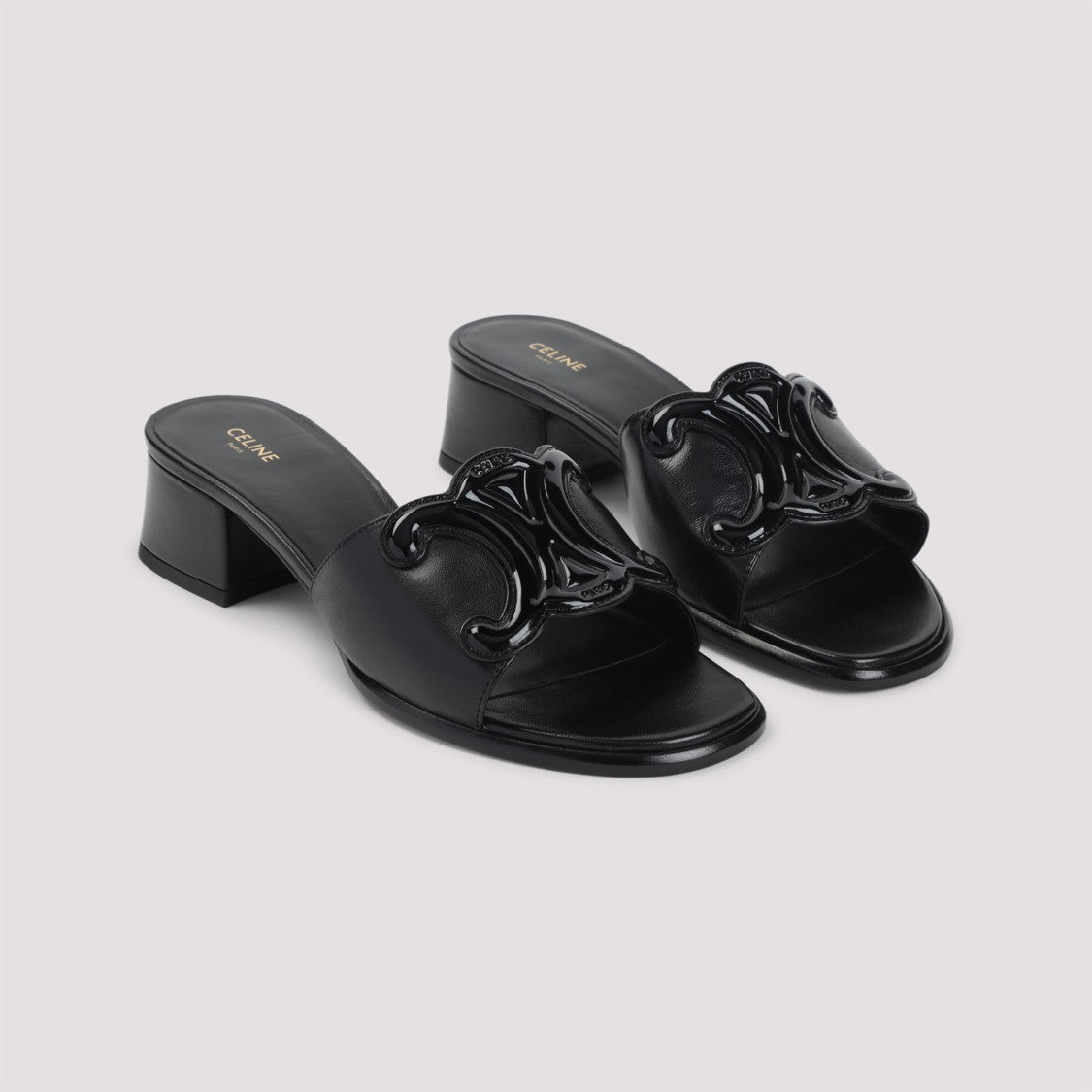 Celine Black Leather Triomphe 40 Mule
