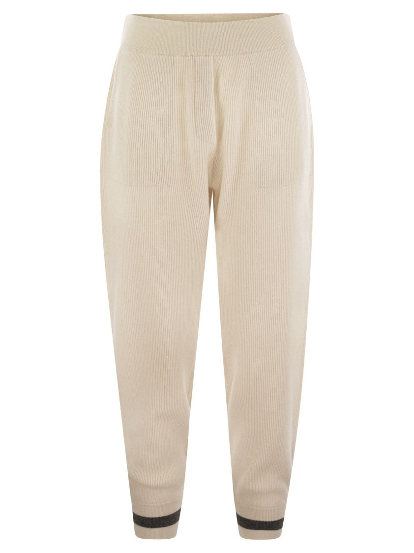 Brunello Cucinelli English Rib Cashmere Knit Trousers