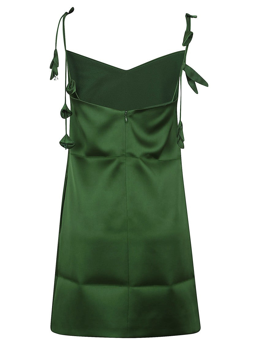 Self-Portrait Lightweight Green Dress With Leaf Accents