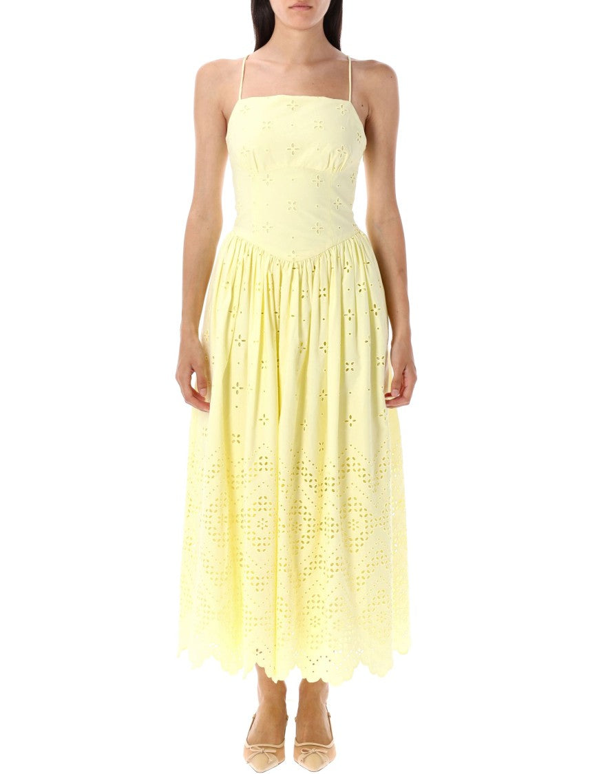 Self-Portrait Cotton Broderie Midi Dress
