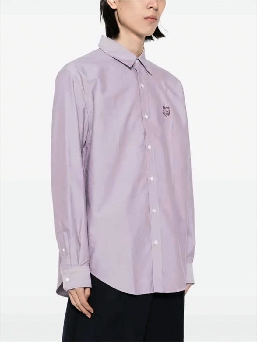 Maison Kitsuné Button-Down Long Sleeve Shirt With Embroidered Fox Detail