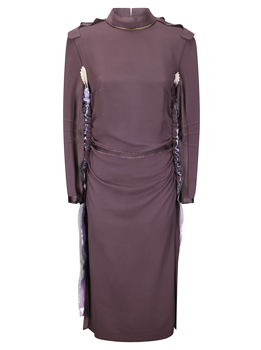 Maison Margiela Ruched Silk Dress With Deconstructed Design And Dual Zipper Details