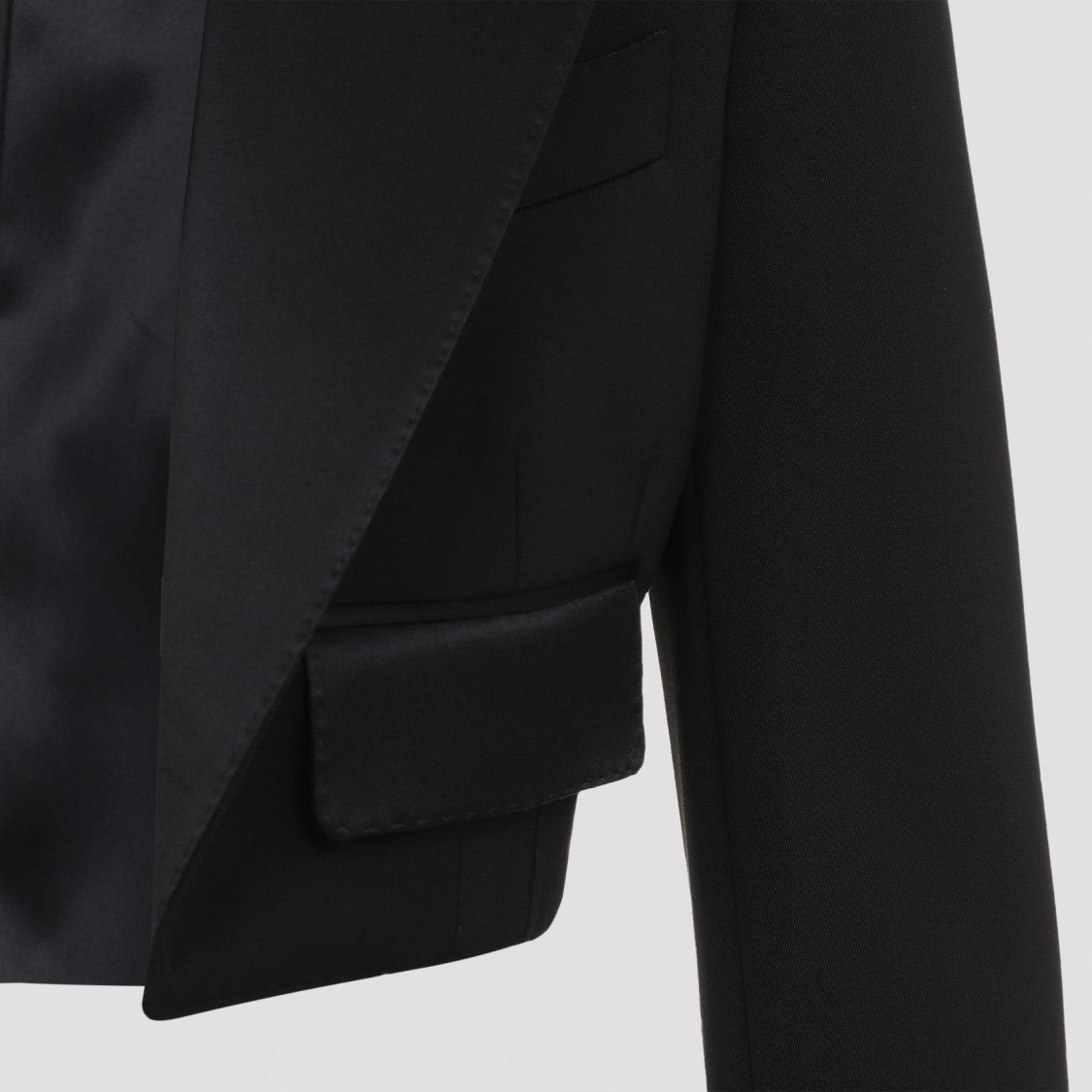 Dolce & Gabbana Cropped Blazer With Virgin Wool Blend And Satin Finish
