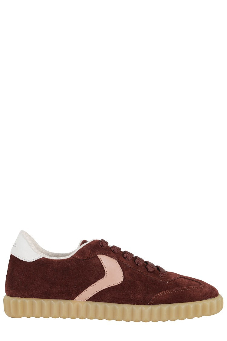 Voile Blanche Suede Low-Top Sneakers With Beige Accent