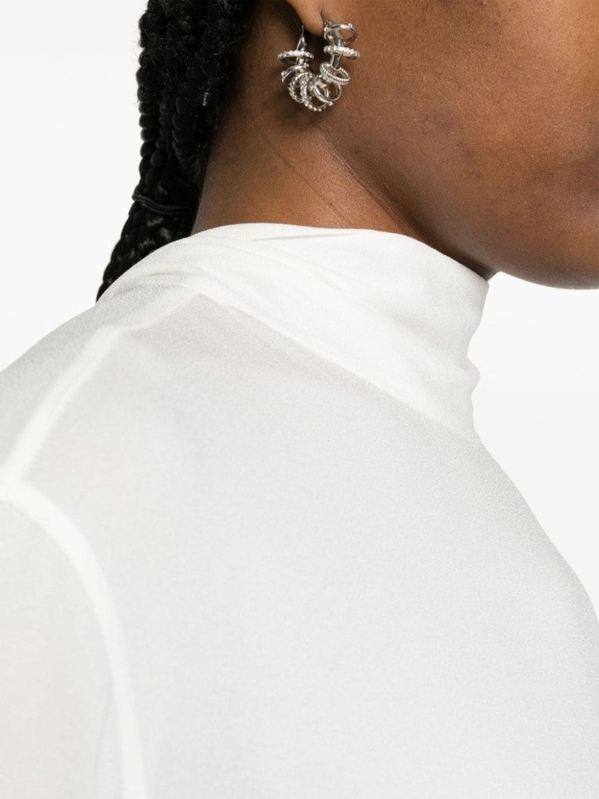 Fabiana Filippi Long Sleeve Top With High Neck And Bow Detail
