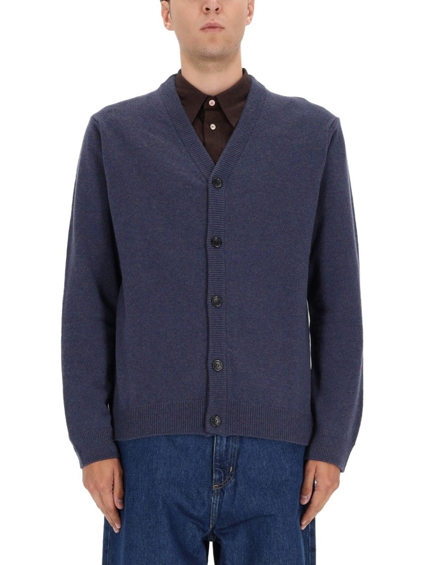 Ps Paul Smith Classic Button-Up Cardigan Sweater In Muted Blue