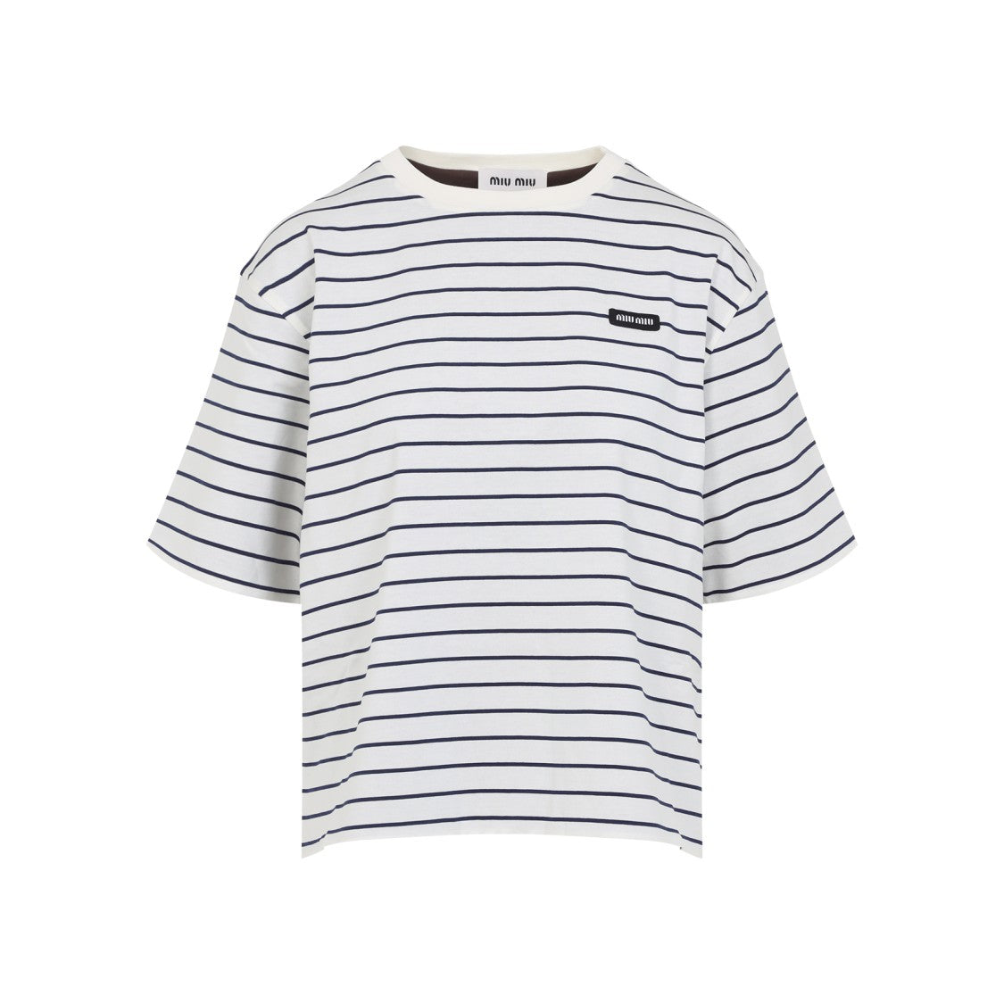 Miu Miu White And Blue Cotton T-Shirt
