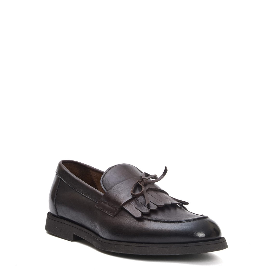 Doucal's Brown Leather Moccasins With Decorative Fringe