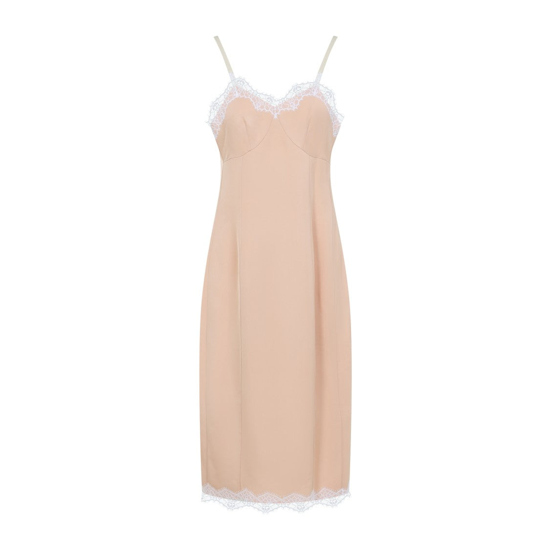 Carven Nude Midi Dress With Lace Trim