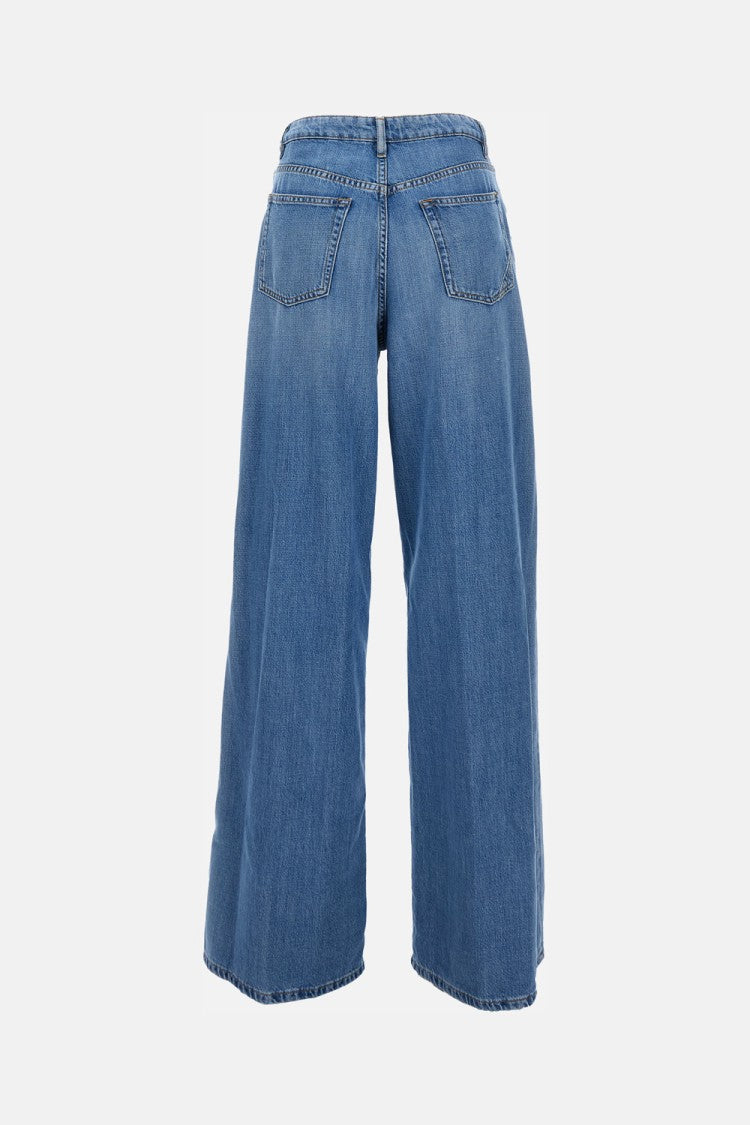3X1 Light Blue Wide Leg 5-Pocket Jeans With Front Fastening