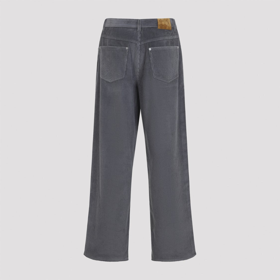Bottega Veneta Relaxed Fit Dark Grey Ribbed Corduroy Trousers
