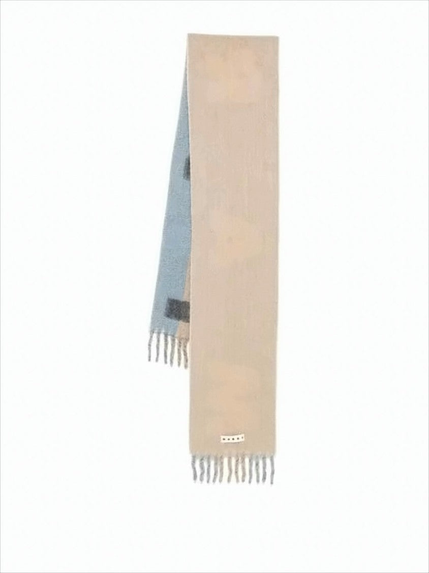 Marni Long Stripe Scarf With Fringed Ends And Bold Lettering