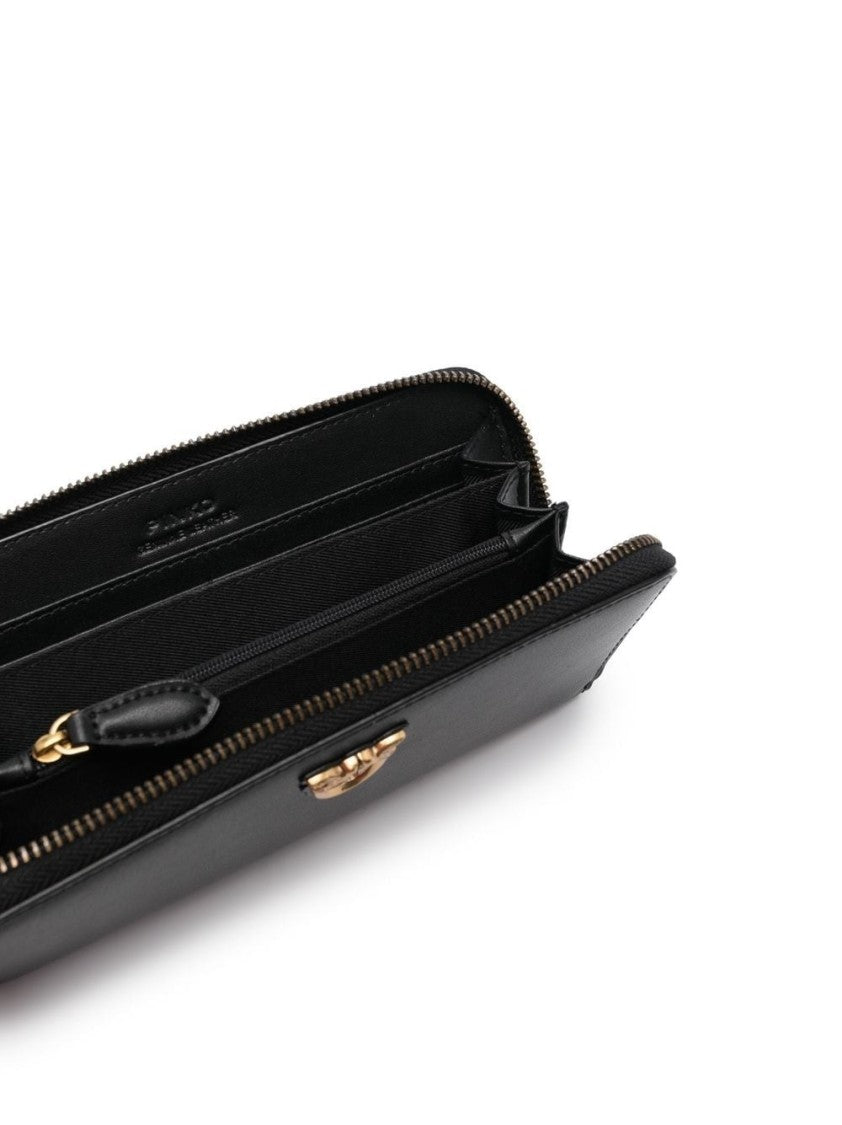 Pinko Smooth Black Leather Taylor Zip-Around Wallet
