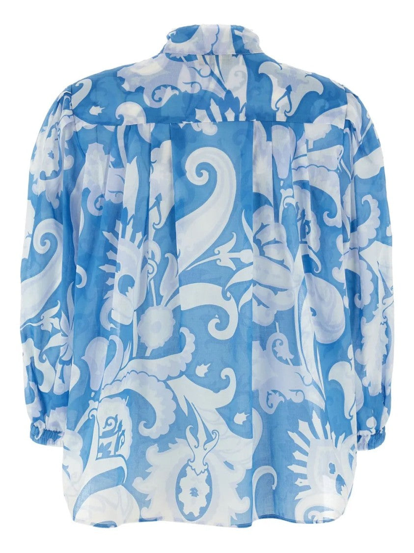 Etro Multicolored Floral Blouse With High Neckline