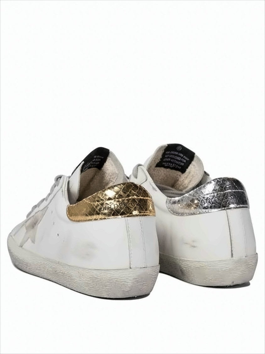 Golden Goose Worn-In White Leather Sneakers With Signature Star Detail