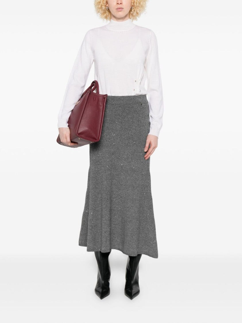 Liu Jo Long-Sleeved Virgin Wool Sweater With Subtle Embellishments