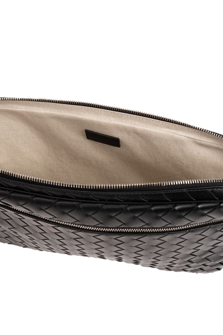Bottega Veneta Woven Leather Clutch With Zip Closure