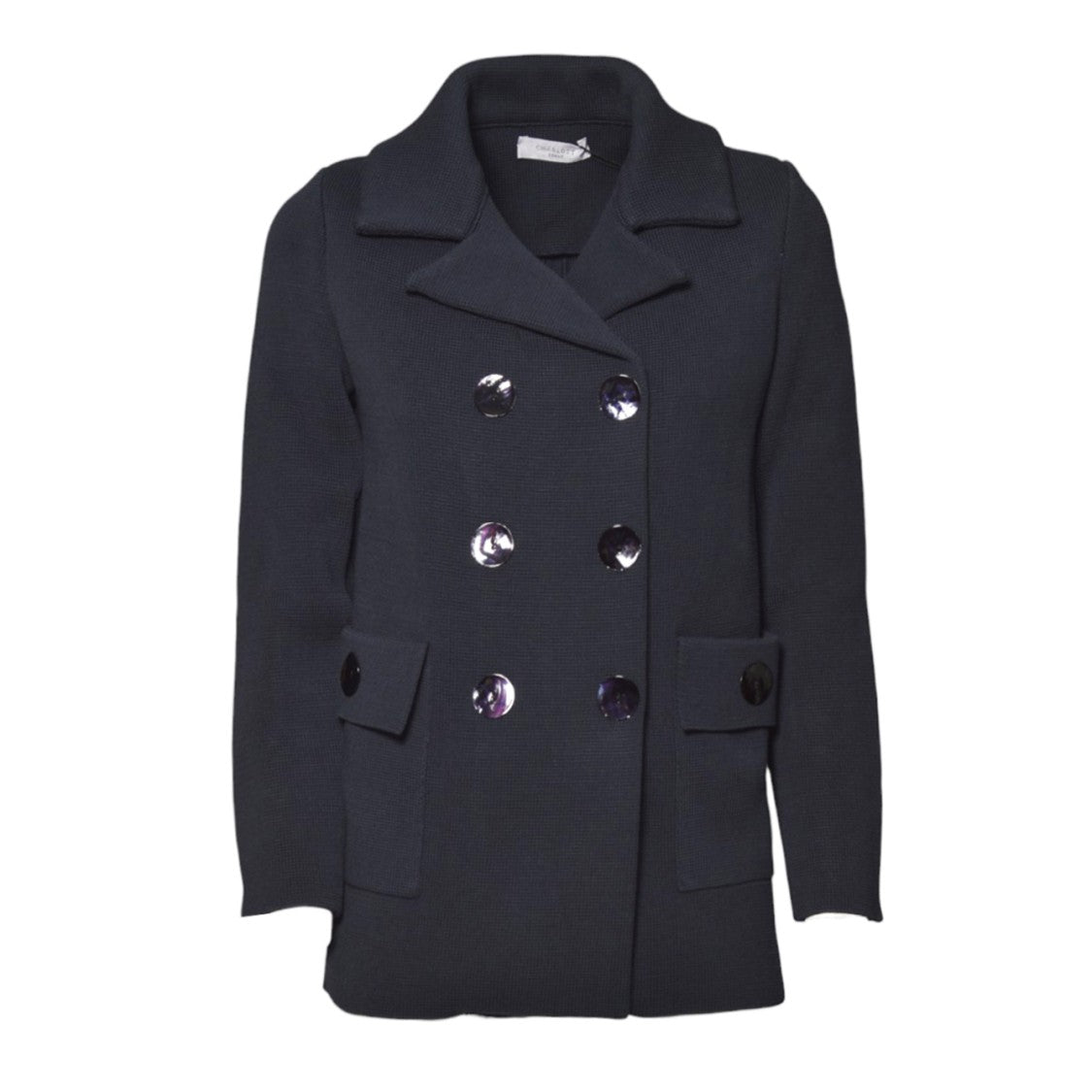Charlott Blue Knit Wool Short Coat